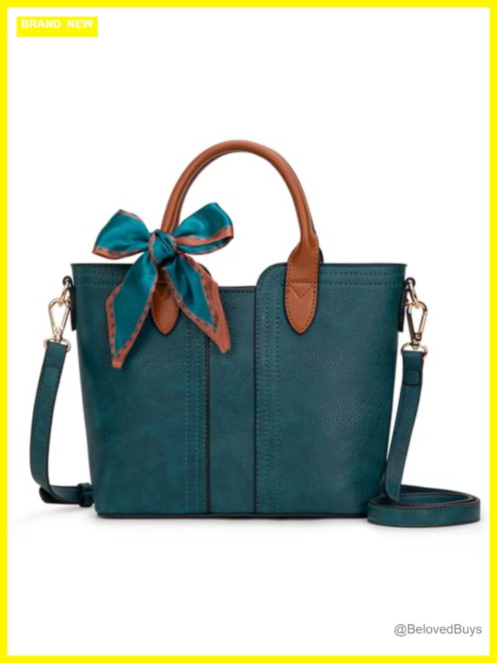 Vegan Leather Satchel Crossbody Purse Detachable Strap